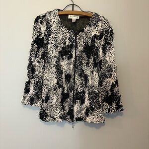 Joseph Ribkoff Women's 16 Textured Stretchy Sequin Embellished Zip Front Jacket